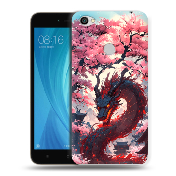 Силиконовый чехол на Xiaomi RedMi Note 5A Prime с принтом Дракон Японский Силиконовый чехол на Xiaomi RedMi Note 5A Prime с принтом Дракон Японский