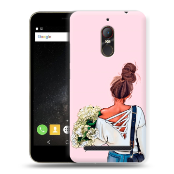 Силиконовый чехол на ZTE Nubia N1 Lite с принтом Девушка и букет