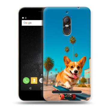 Силиконовый чехол на ZTE Nubia N1 Lite с принтом Корги на скейте