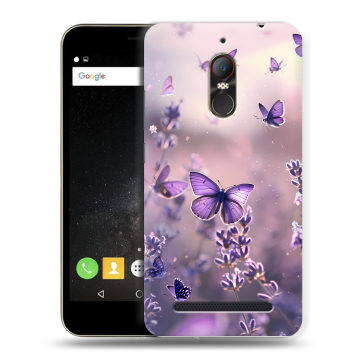 Силиконовый чехол на ZTE Nubia N1 Lite с принтом бабочки и лаванда