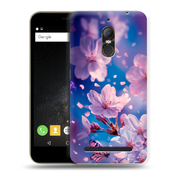 Силиконовый чехол на ZTE Nubia N1 Lite с принтом цветы бабочки