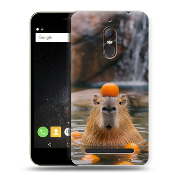 Силиконовый чехол на ZTE Nubia N1 Lite с принтом Капибара с апельсином