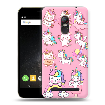Силиконовый чехол на ZTE Nubia N1 Lite с принтом Единороги и радуга