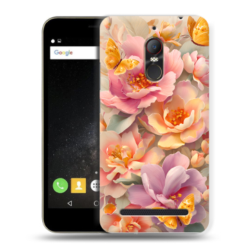 Силиконовый чехол на ZTE Nubia N1 Lite с принтом Цветы и бабочки