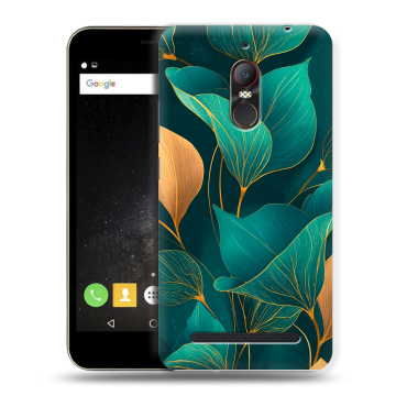 Силиконовый чехол на ZTE Nubia N1 Lite с принтом Листья и золото