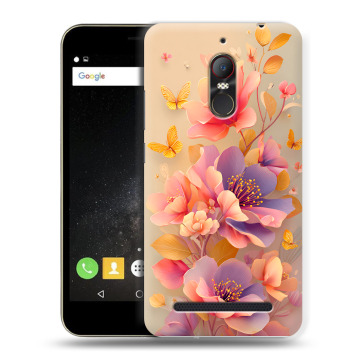 Силиконовый чехол на ZTE Nubia N1 Lite с принтом Цветы и бабочки