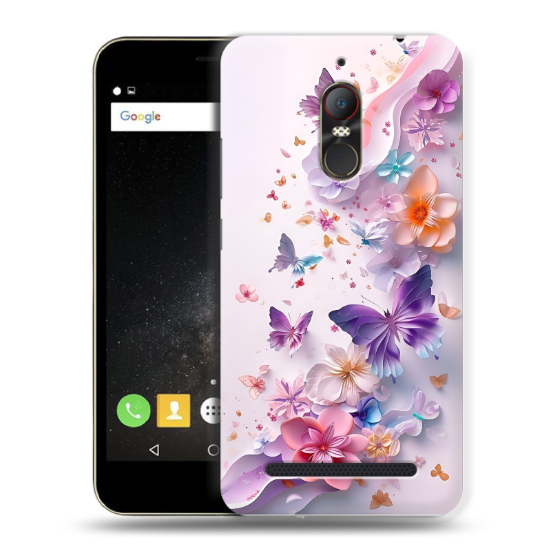 Силиконовый чехол на ZTE Nubia N1 Lite с принтом цветы бабочки Силиконовый чехол на ZTE Nubia N1 Lite с принтом цветы бабочки