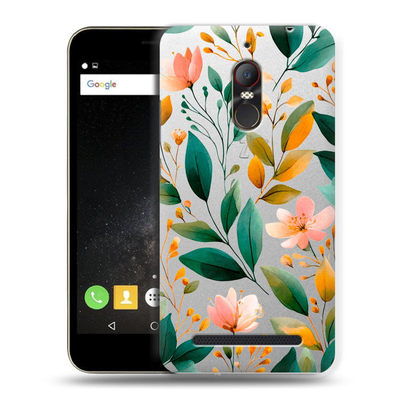 Силиконовый чехол на ZTE Nubia N1 Lite с принтом Цветы паттерн Силиконовый чехол на ZTE Nubia N1 Lite с принтом Цветы паттерн