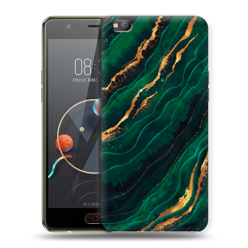 Пластиковый чехол на ZTE Nubia M2 Lite с принтом Мрамор зеленое золото