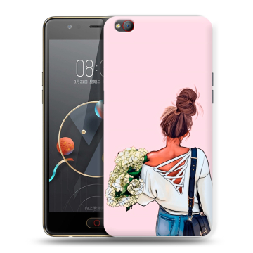 Пластиковый чехол на ZTE Nubia M2 Lite с принтом Девушка и букет