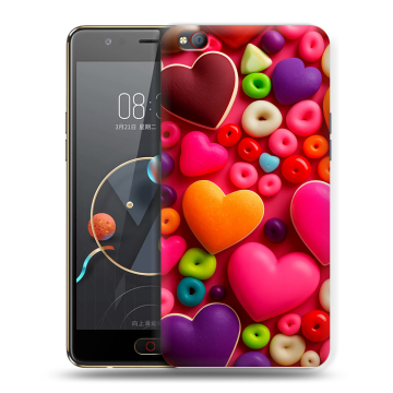 Пластиковый чехол на ZTE Nubia M2 Lite с принтом Сердечки