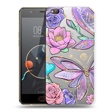Пластиковый чехол на ZTE Nubia M2 Lite с принтом Бабочки и цветы Пластиковый чехол на ZTE Nubia M2 Lite с принтом Бабочки и цветы