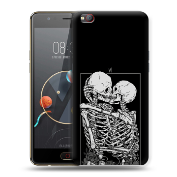 Пластиковый чехол на ZTE Nubia M2 Lite с принтом Поцелуй скелетов Пластиковый чехол на ZTE Nubia M2 Lite с принтом Поцелуй скелетов