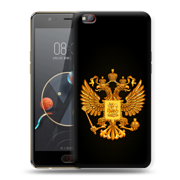 Пластиковый чехол на ZTE Nubia M2 Lite с принтом Герб России желтый