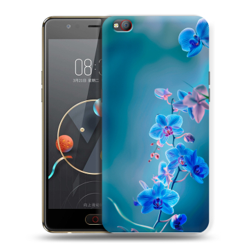 Пластиковый чехол на ZTE Nubia M2 Lite с принтом Голубые цветы