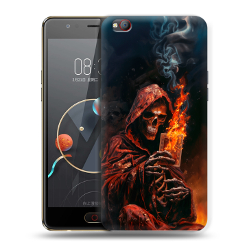 Пластиковый чехол на ZTE Nubia M2 Lite с принтом Скелет и карты Пластиковый чехол на ZTE Nubia M2 Lite с принтом Скелет и карты