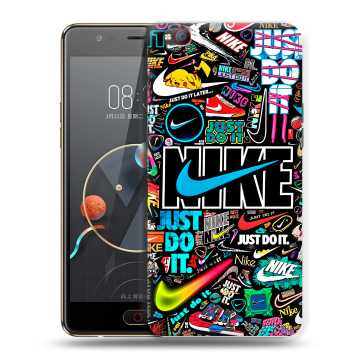 Пластиковый чехол на ZTE Nubia M2 Lite с принтом найк nike черный Пластиковый чехол на ZTE Nubia M2 Lite с принтом найк nike черный