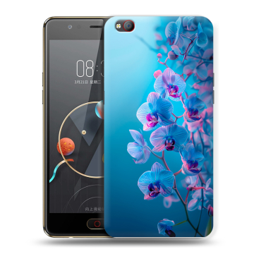 Пластиковый чехол на ZTE Nubia M2 Lite с принтом голубые орхидеи Пластиковый чехол на ZTE Nubia M2 Lite с принтом голубые орхидеи