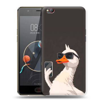 Пластиковый чехол на ZTE Nubia M2 Lite с принтом утка в очках Пластиковый чехол на ZTE Nubia M2 Lite с принтом утка в очках