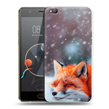 Пластиковый чехол на ZTE Nubia M2 Lite с принтом лиса Пластиковый чехол на ZTE Nubia M2 Lite с принтом лиса
