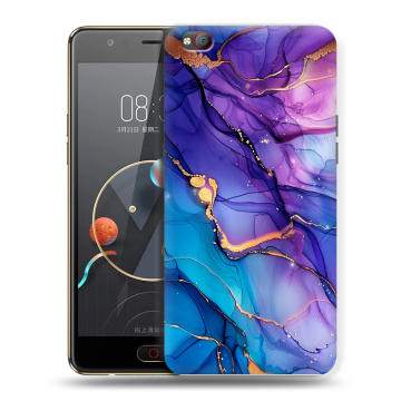 Пластиковый чехол на ZTE Nubia M2 Lite с принтом синий мрамор Пластиковый чехол на ZTE Nubia M2 Lite с принтом синий мрамор