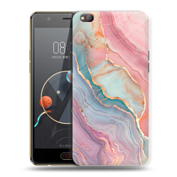Пластиковый чехол на ZTE Nubia M2 Lite с принтом розовый мрамор