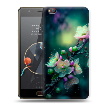 Пластиковый чехол на ZTE Nubia M2 Lite с принтом Цветы и мрамор