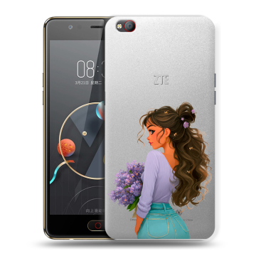 Пластиковый чехол на ZTE Nubia M2 Lite с принтом девушка цветы