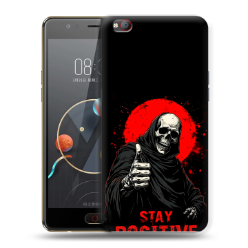 Пластиковый чехол на ZTE Nubia M2 Lite с принтом смешной скелет