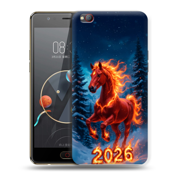 Пластиковый чехол на ZTE Nubia M2 Lite с принтом Новый год коня