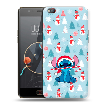 Пластиковый чехол на ZTE Nubia M2 Lite с принтом Стич Новый год