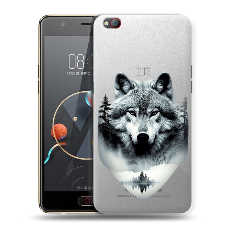 Пластиковый чехол на ZTE Nubia M2 Lite с принтом Волк в лесу Пластиковый чехол на ZTE Nubia M2 Lite с принтом Волк в лесу