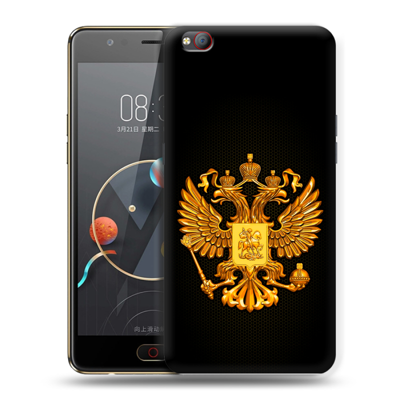 Пластиковый чехол на ZTE Nubia M2 Lite с принтом Герб России желтый Пластиковый чехол на ZTE Nubia M2 Lite с принтом Герб России желтый
