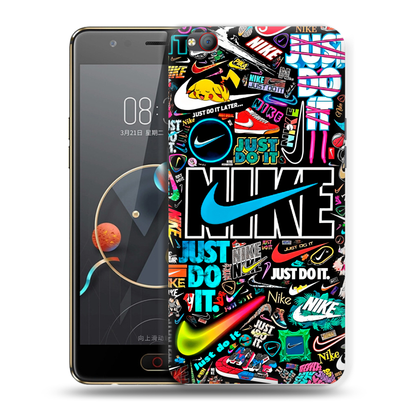 Пластиковый чехол на ZTE Nubia M2 Lite с принтом найк nike черный Пластиковый чехол на ZTE Nubia M2 Lite с принтом найк nike черный