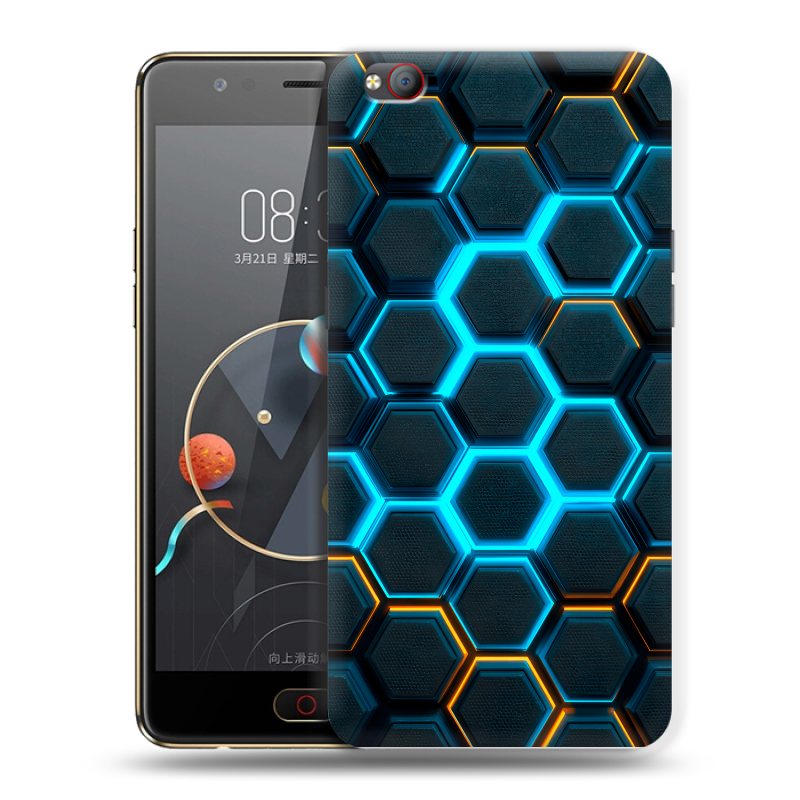 Пластиковый чехол на ZTE Nubia M2 Lite с принтом Неоновые соты Пластиковый чехол на ZTE Nubia M2 Lite с принтом Неоновые соты
