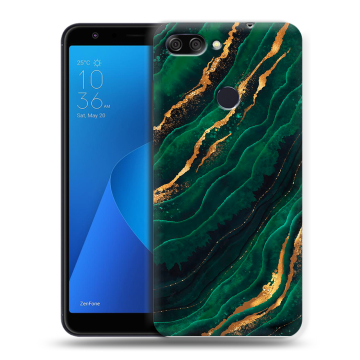 Пластиковый чехол на ASUS ZenFone Max Plus M1 с принтом Мрамор зеленое золото Пластиковый чехол на ASUS ZenFone Max Plus M1 с принтом Мрамор зеленое золото