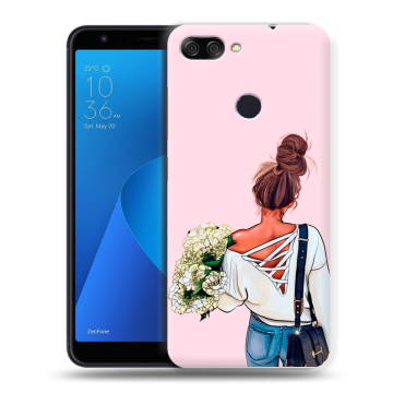 Пластиковый чехол на ASUS ZenFone Max Plus M1 с принтом Девушка и букет Пластиковый чехол на ASUS ZenFone Max Plus M1 с принтом Девушка и букет