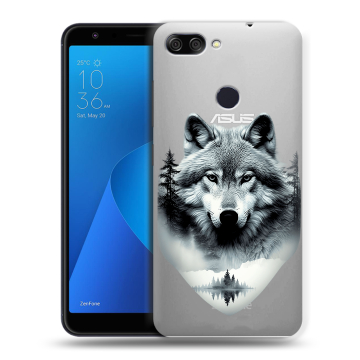 Пластиковый чехол на ASUS ZenFone Max Plus M1 с принтом Волк в лесу