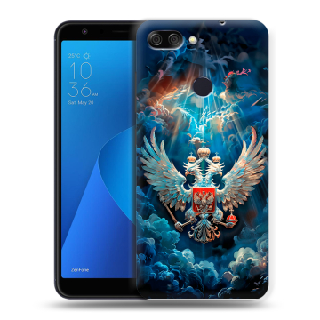 Пластиковый чехол на ASUS ZenFone Max Plus M1 с принтом Герб флаг России