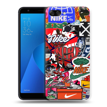 Пластиковый чехол на ASUS ZenFone Max Plus M1 с принтом Найк Nike яркий