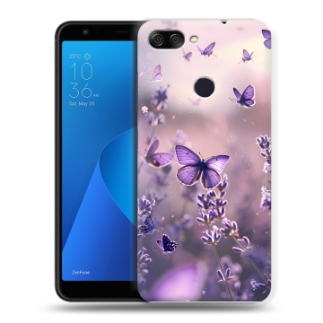 Пластиковый чехол на ASUS ZenFone Max Plus M1 с принтом бабочки и лаванда Пластиковый чехол на ASUS ZenFone Max Plus M1 с принтом бабочки и лаванда