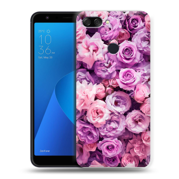 Пластиковый чехол на ASUS ZenFone Max Plus M1 с принтом лавандовые розы Пластиковый чехол на ASUS ZenFone Max Plus M1 с принтом лавандовые розы