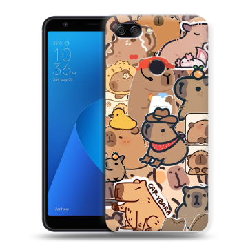 Пластиковый чехол на ASUS ZenFone Max Plus M1 с принтом капибара Пластиковый чехол на ASUS ZenFone Max Plus M1 с принтом капибара