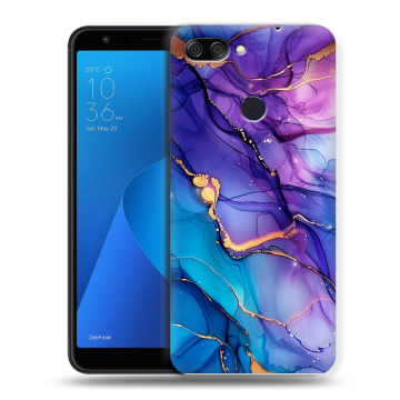 Пластиковый чехол на ASUS ZenFone Max Plus M1 с принтом синий мрамор