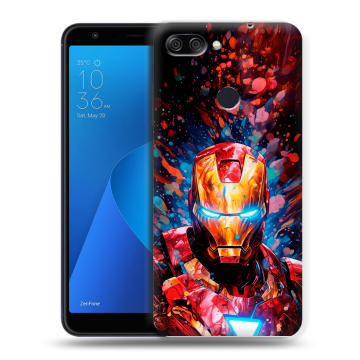 Пластиковый чехол на ASUS ZenFone Max Plus M1 с принтом Железный человек Ironman