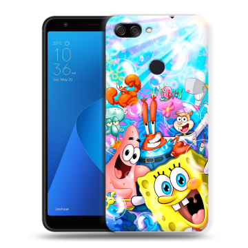 Пластиковый чехол на ASUS ZenFone Max Plus M1 с принтом спанчбоб спанч боб Пластиковый чехол на ASUS ZenFone Max Plus M1 с принтом спанчбоб спанч боб
