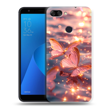 Пластиковый чехол на ASUS ZenFone Max Plus M1 с принтом бабочки розовые Пластиковый чехол на ASUS ZenFone Max Plus M1 с принтом бабочки розовые