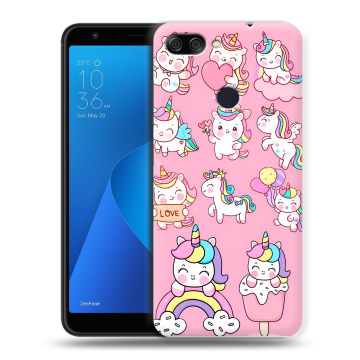 Пластиковый чехол на ASUS ZenFone Max Plus M1 с принтом Единороги и радуга Пластиковый чехол на ASUS ZenFone Max Plus M1 с принтом Единороги и радуга