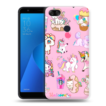 Пластиковый чехол на ASUS ZenFone Max Plus M1 с принтом розовые единороги Пластиковый чехол на ASUS ZenFone Max Plus M1 с принтом розовые единороги