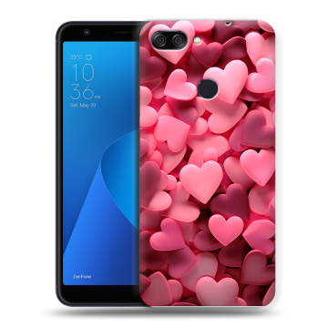 Пластиковый чехол на ASUS ZenFone Max Plus M1 с принтом розовые сердечки